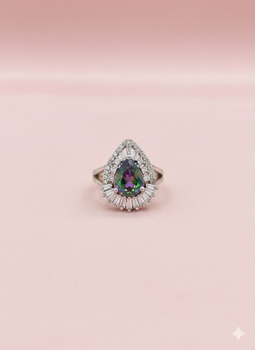 Premium 92.5 Silver Mystic Topaz Turkish Women’s Ring